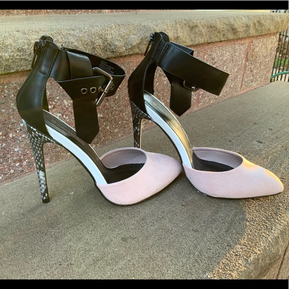 Pink and snake skin print heels - Picture 1 of 6